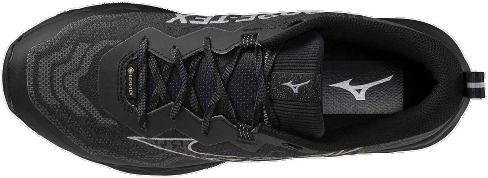 Leg Focus Smooth Surface Mizuno Wave Daichi 9 GORE-TEX Mens Trail Running Shoes - Black