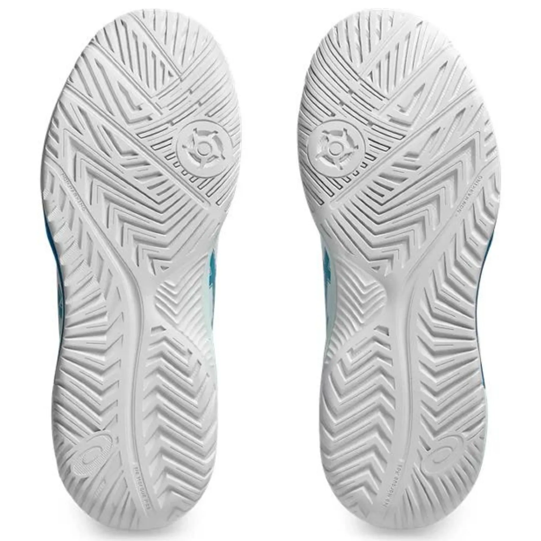 All weather Asics Gel Dedicate 8 Womens Tennis Shoes - White/Teal Blue
