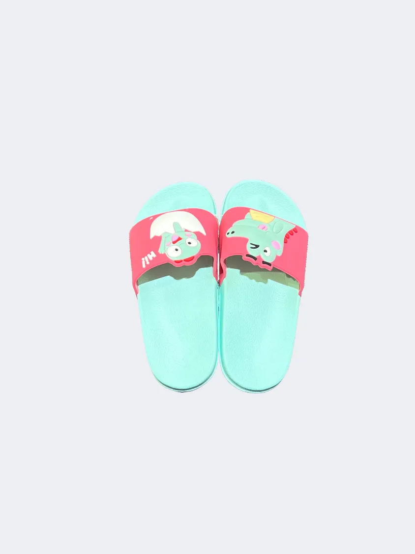 Ergonomic Design Oil And Gaz Ds Croco Kids Beach Slippers Green/Pink