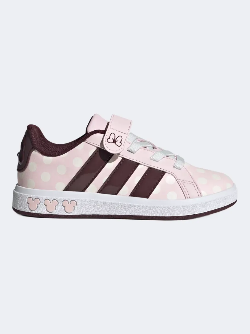 Fire Red Pose Ready Adidas Disney Minnie Mouse Grand Court Ps-Girls Sportswear Shoes Pink/Ruby/White
