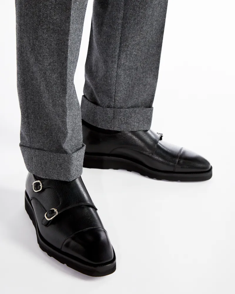 Black Lightweight Monk Strap Shoe Dust Safe Soft Sock
