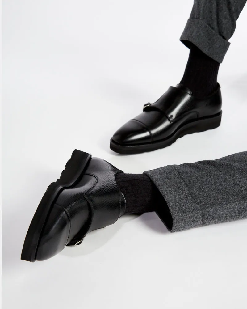 Black Lightweight Monk Strap Shoe Bright shade