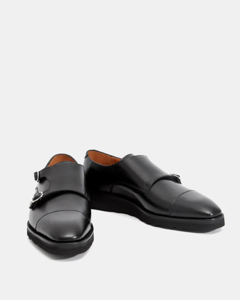 Black Lightweight Monk Strap Shoe Quiet Shade Event Ready