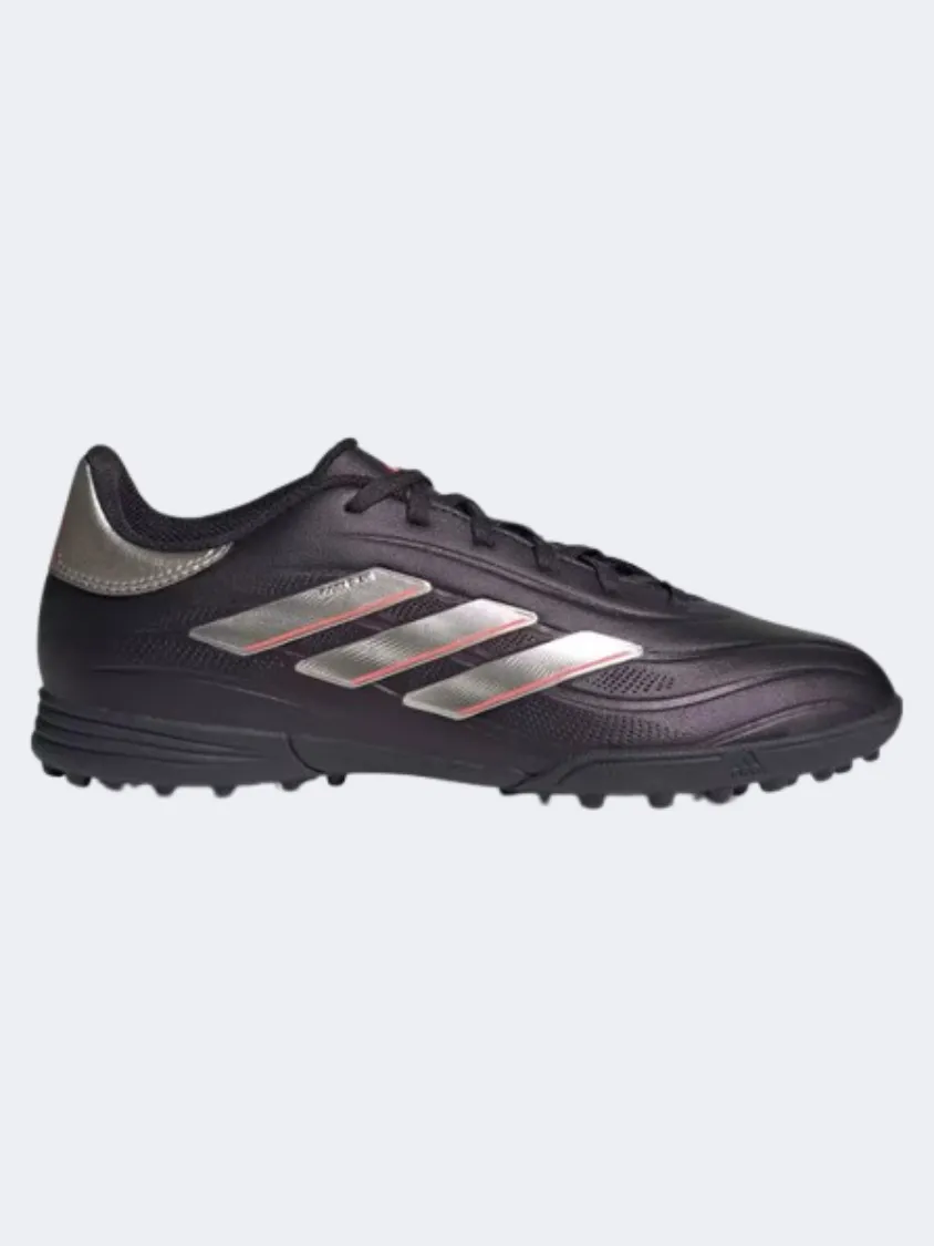 Adidas Copa Pure 2 League Kids Turf Shoes Black/Platinum/Turbo Elastic Sling