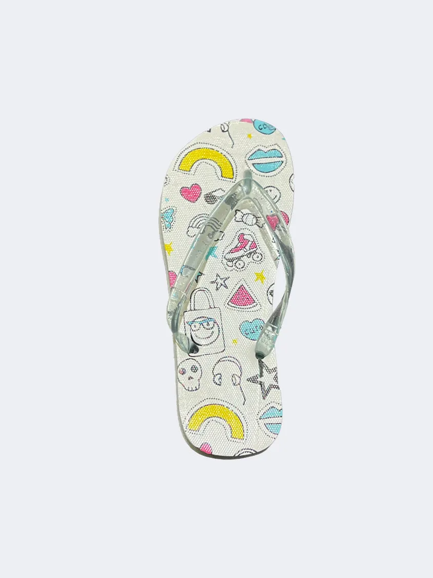 Spring Bloom Oil And Gaz Sheet Kids Beach Slippers Multicolor