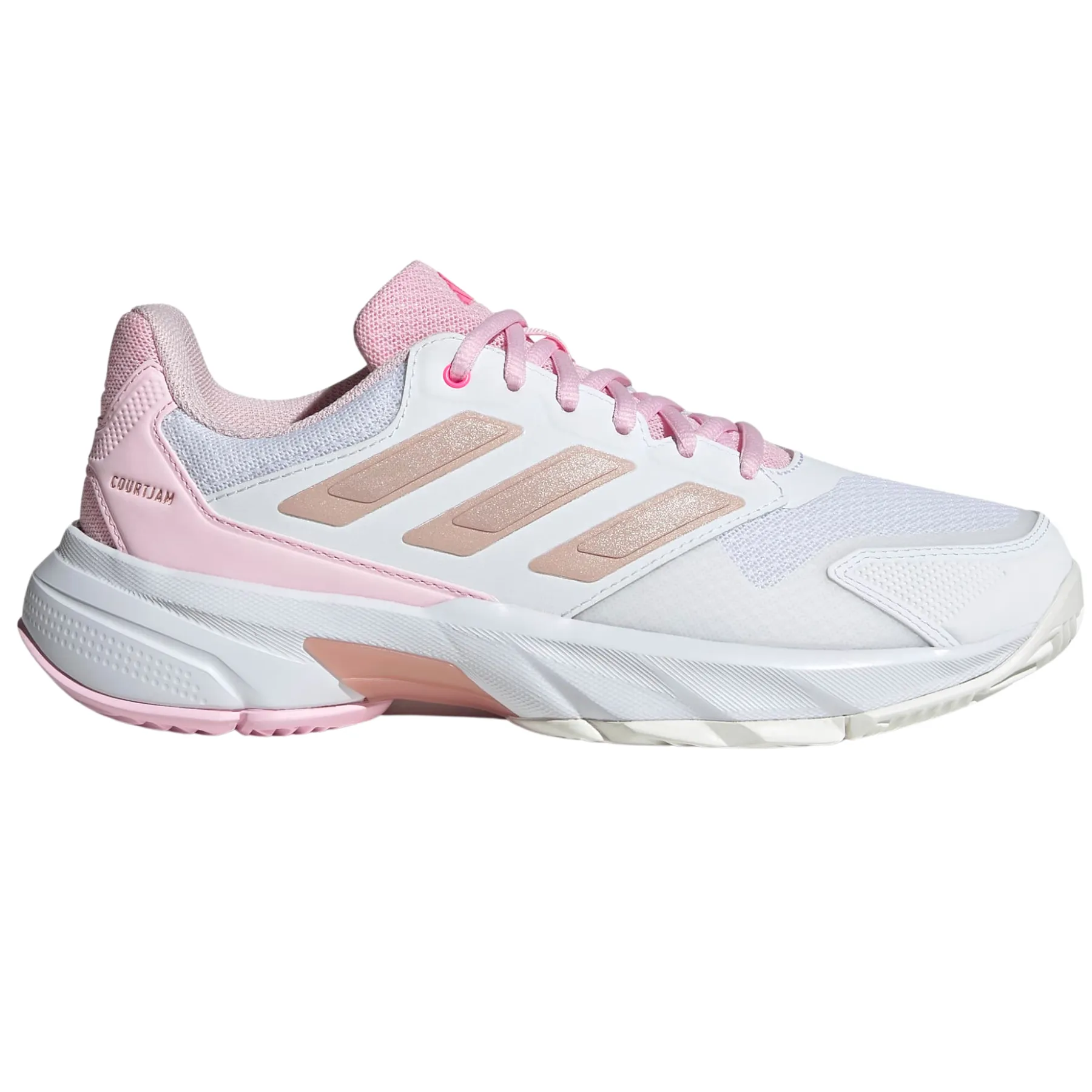 Versatile Fit Adidas Courtjam Control 3 Women Tennis Shoes - White/Silver Metallic/Lucid Pink