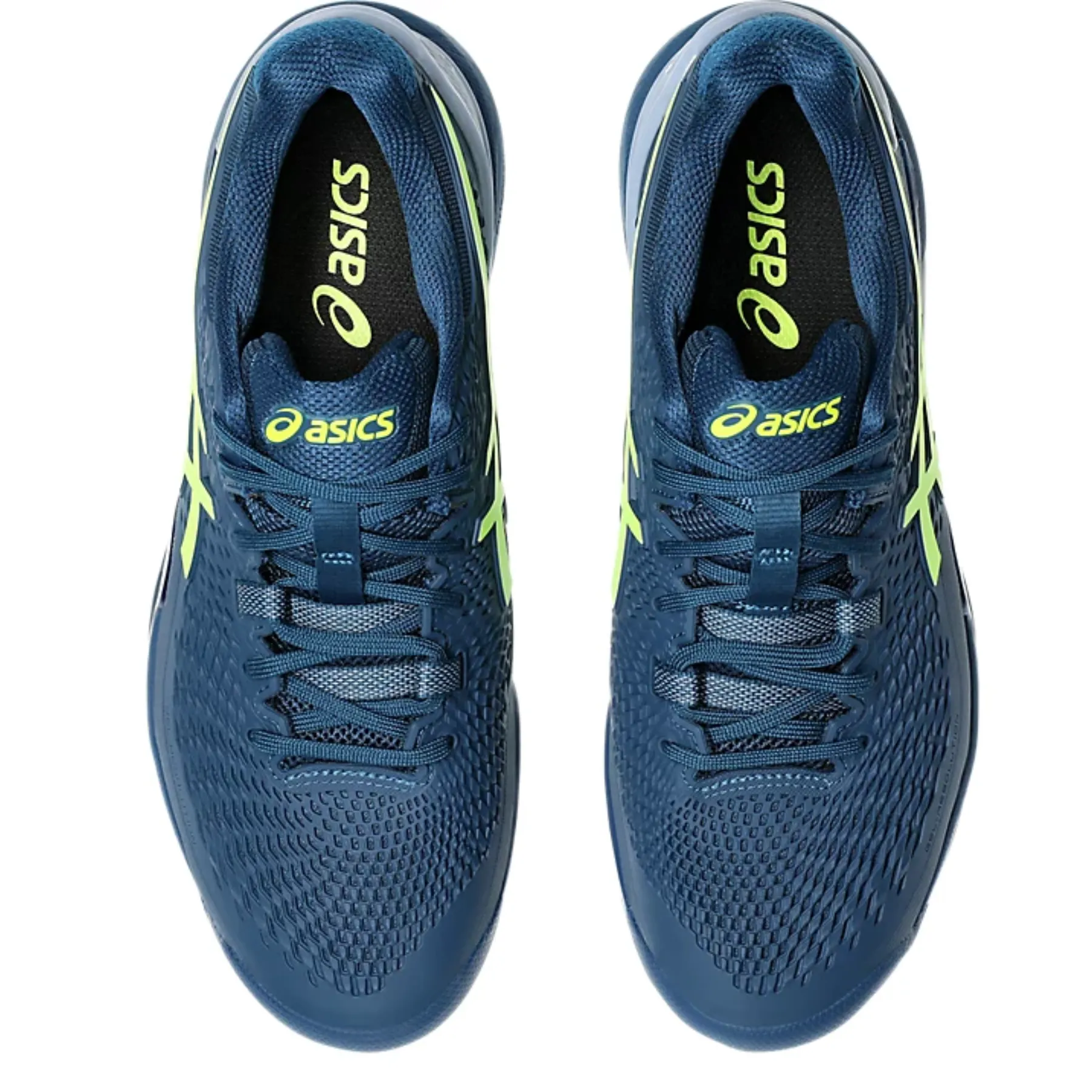 Urban Style Breathable Asics Gel-Resolution 9 Wide Men Tennis Shoes - Mako Blue/Safety Yellow