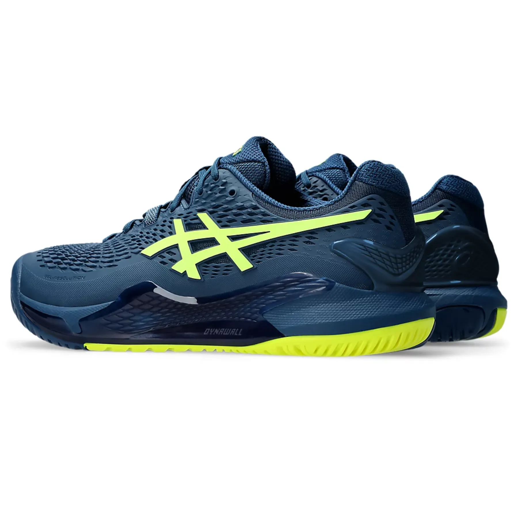 Long Walk Asics Gel-Resolution 9 Wide Men Tennis Shoes - Mako Blue/Safety Yellow