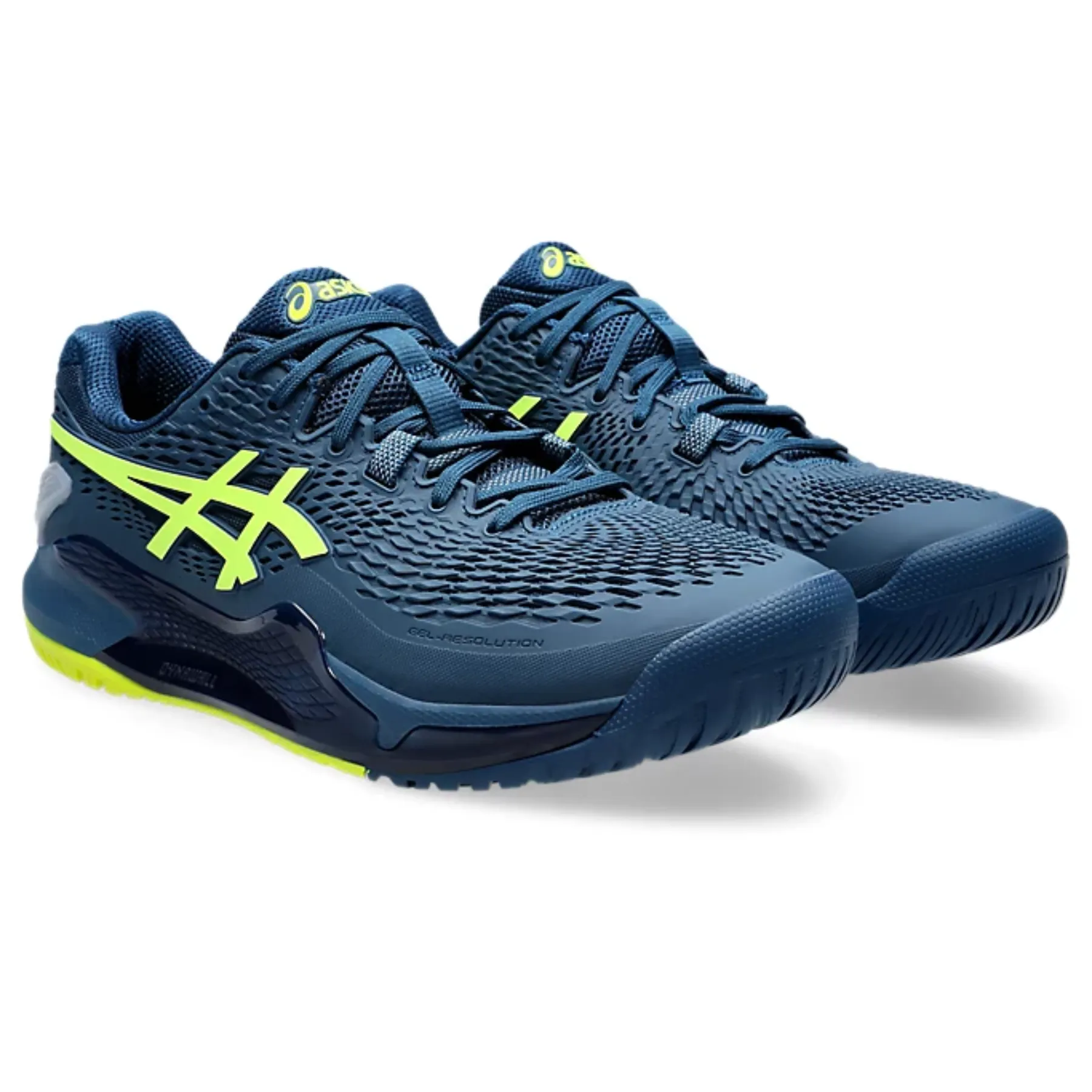 Asics Gel-Resolution 9 Wide Men Tennis Shoes - Mako Blue/Safety Yellow Sport Mode Quick Drying