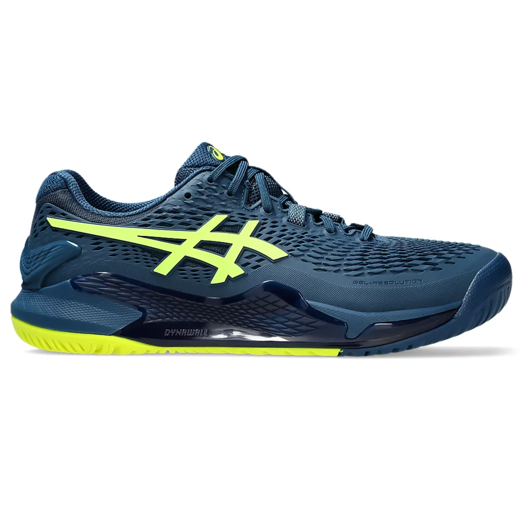 Arch support Soft outsole Asics Gel-Resolution 9 Wide Men Tennis Shoes - Mako Blue/Safety Yellow