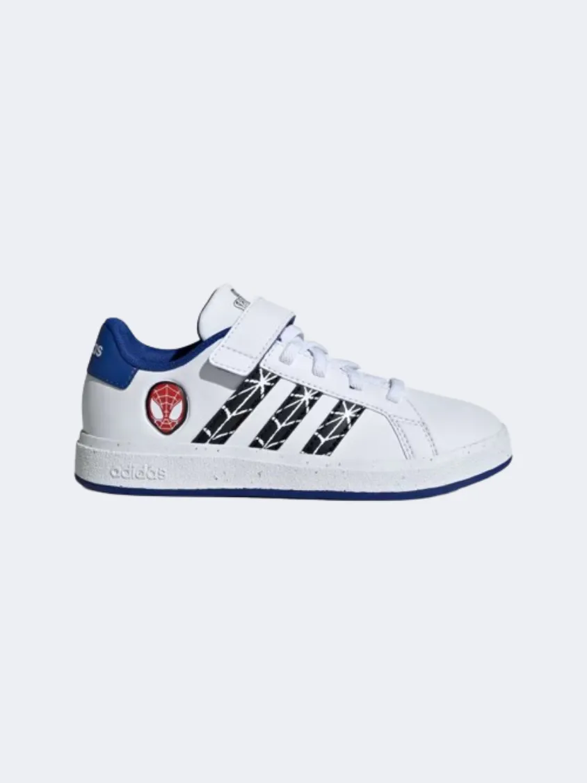 Adidas Grand Court Spider Ps-Boys Sportswear Shoes White/Black/Blue Heat Free
