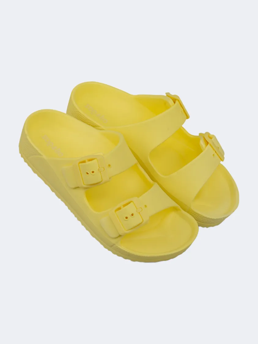 Durable outsole Color Mix Oil And Gaz Chic Beach Kids Stripe Slide Yellow