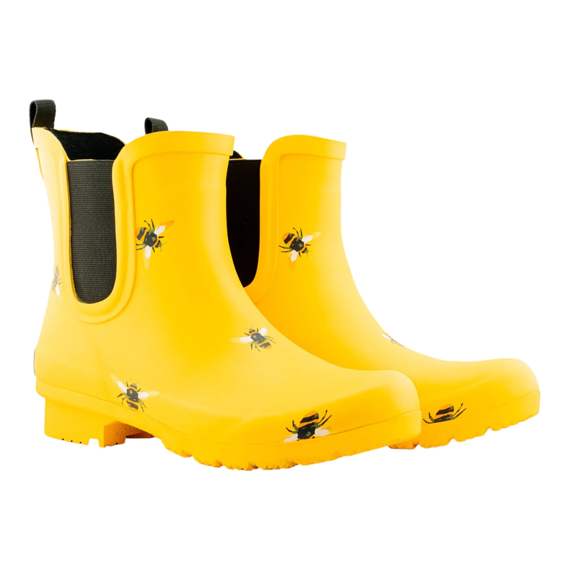 Vintage Style Chelsea Matte Yellow Bee Women??s Rain Boots