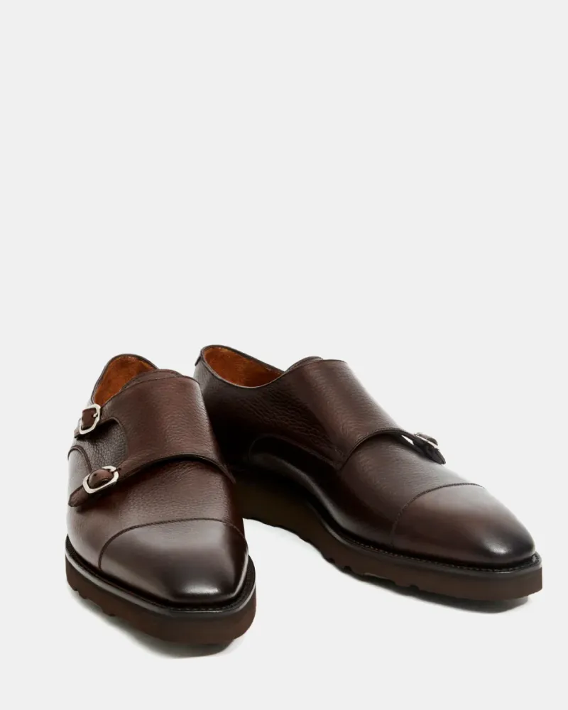 Boutique Brand Pointed Toe Dark Brown Lightweight Monkstrap Shoe