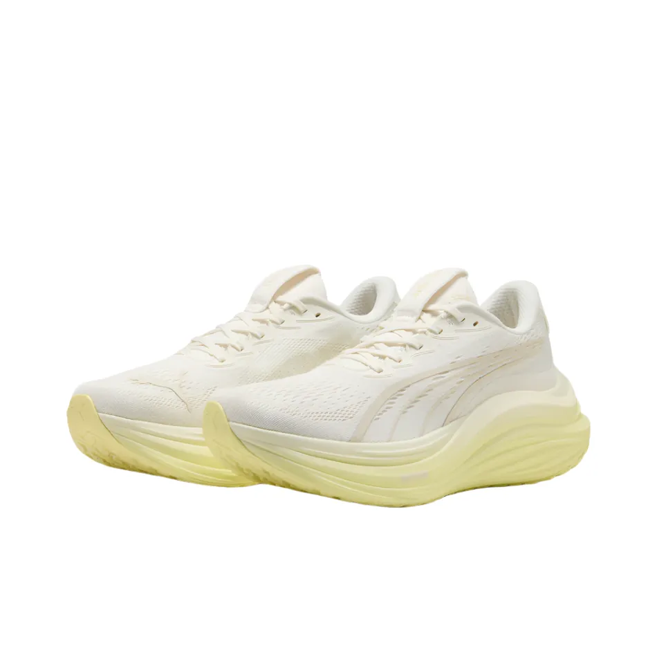 running with a headlamp PUMA Men's MagMax NITRO Running Shoes in Warm White/Gold Moon AW25