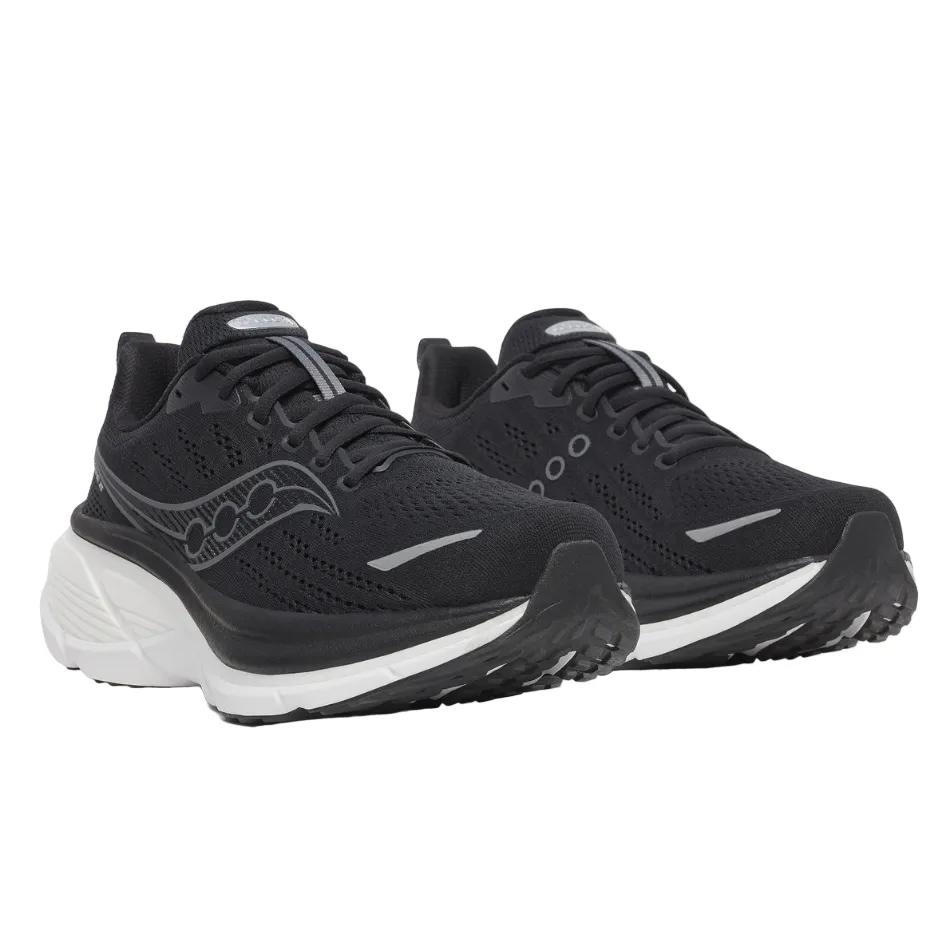 Saucony Men's Hurricane 25 Running Shoes in Black/White - Online Exclusive Lightweight Midsole continuous - running shoes