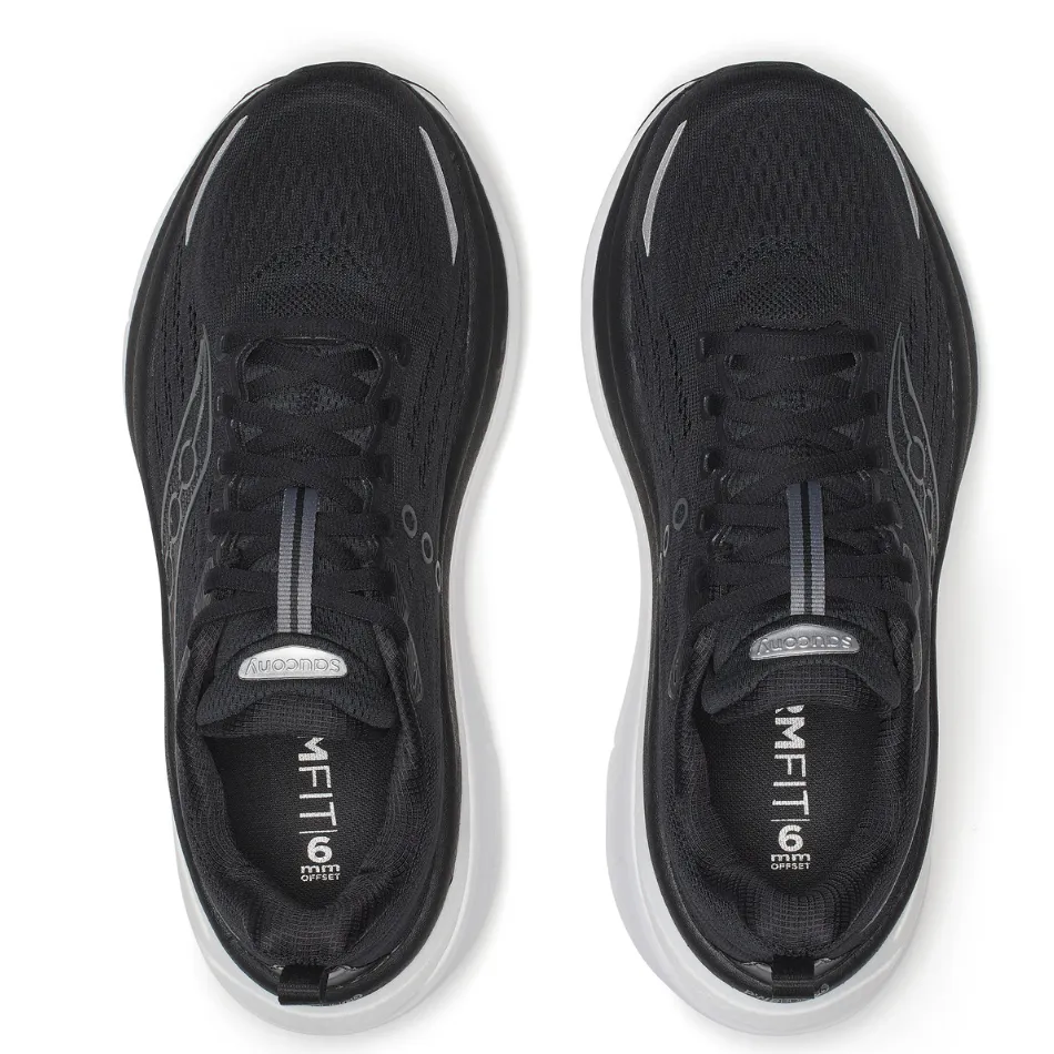 Supportive straps Saucony Men's Hurricane 25 Running Shoes in Black/White - Online Exclusive
