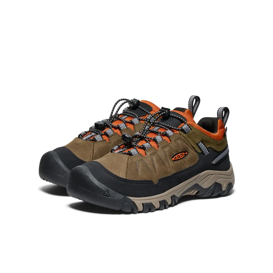 No irritation Big Kids' Targhee IV Waterproof Hiking Shoe  |  Dark Olive/Gold Flame