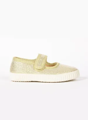 Hampton Canvas Martha Shoes in Gold Flexible Build