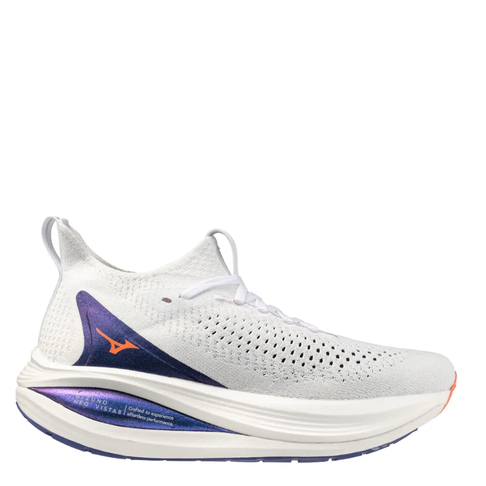 Mizuno Women's Neo Vista 2 Running Shoes in White/Striking Coral/Iris Bloom AW25 dark shoes track runner shoes