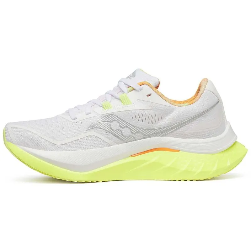 Saucony Endorphin Speed 4 B Womens Running Shoes running on a rubber track shoes