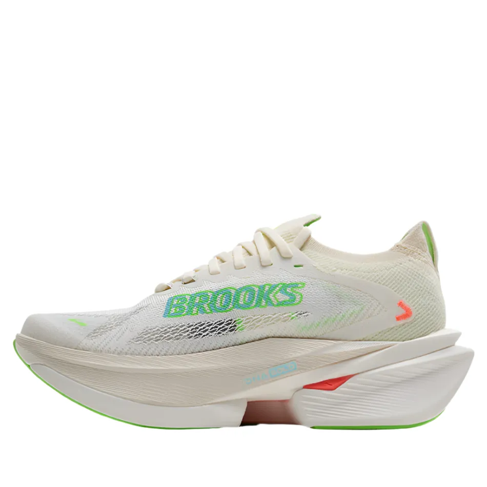 Brooks Women's Hyperion Max 3 Running Shoes in Coconut/Green Gecko/Pink Clay AW25 Functional Shoes leather - free