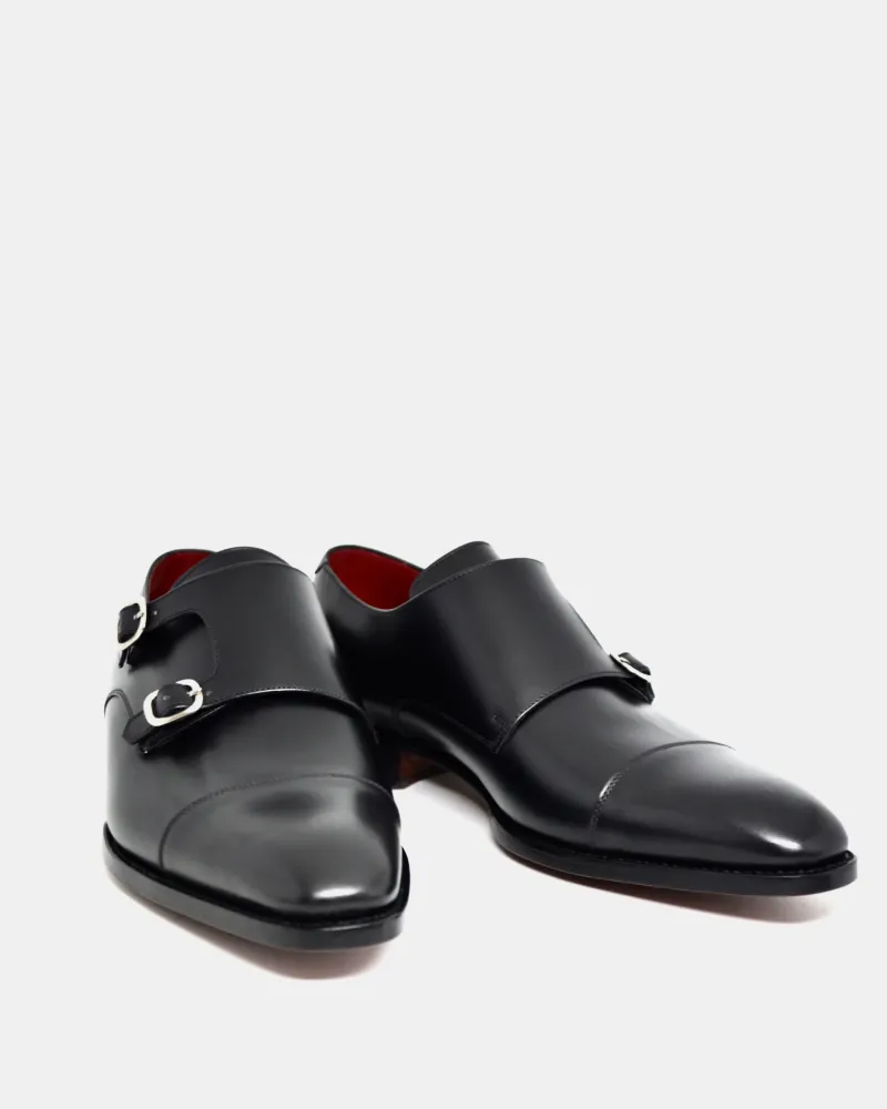 Union Look Comfort Fit Black Double Monk Strap Dress Shoe