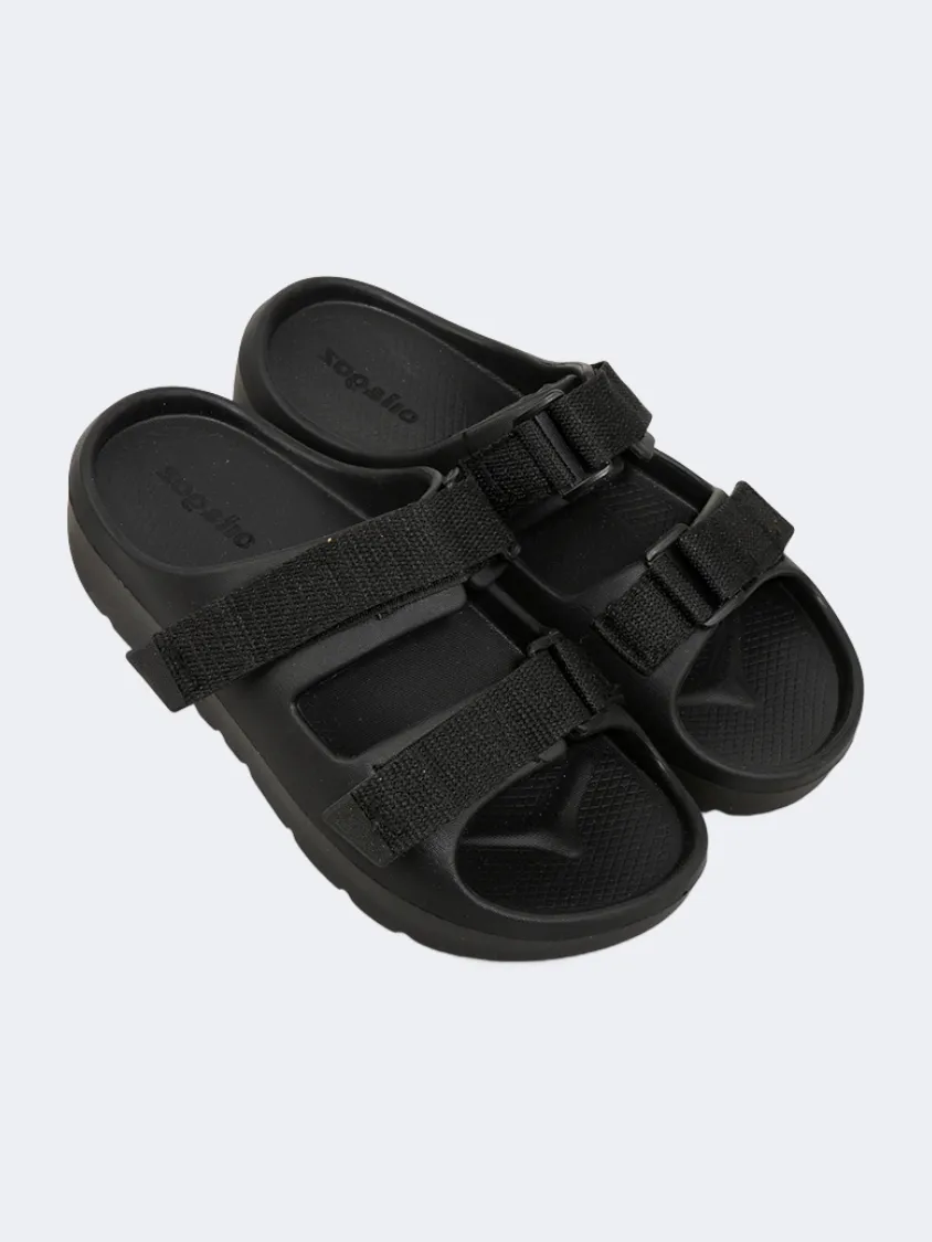 Oil And Gaz Chic Beach Kids Stripe Slide Black Crystal Glow Walking
