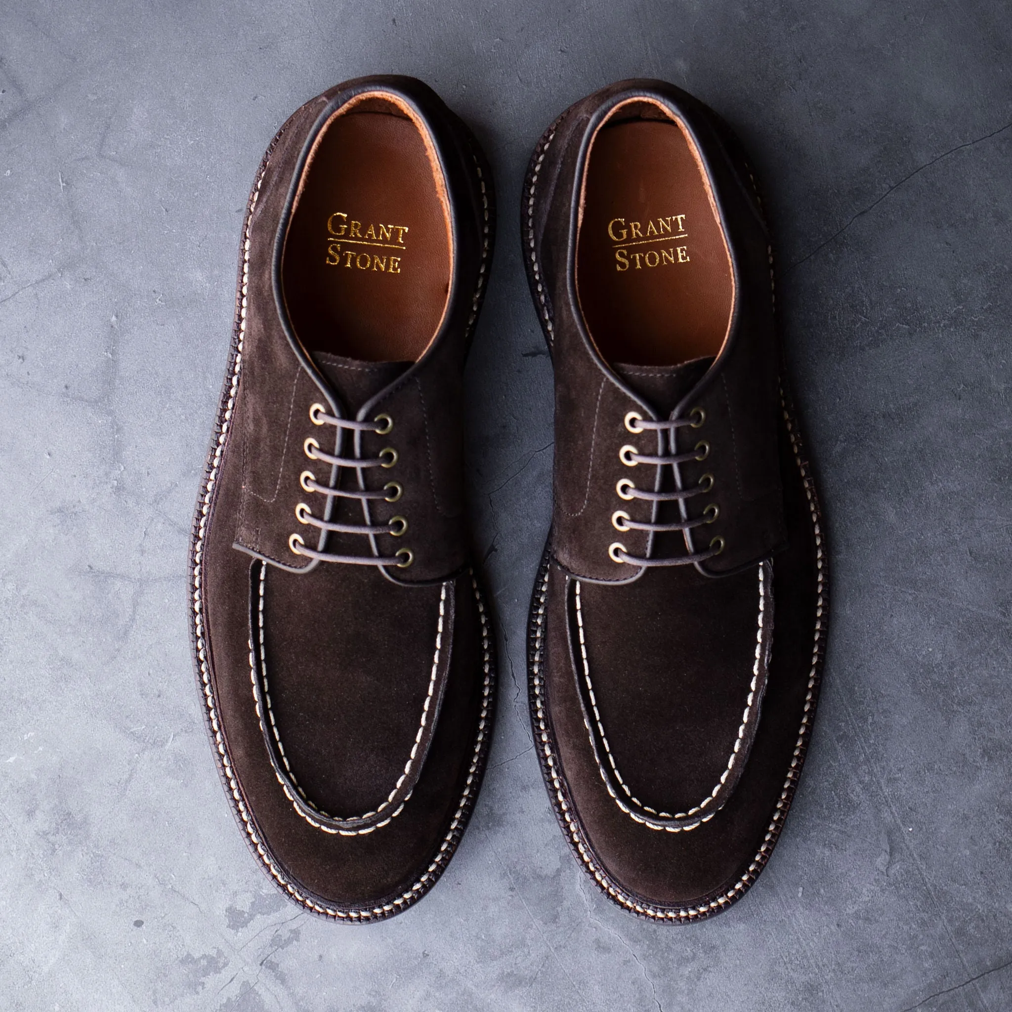 Lasting Durability Moc Toe Derby Espresso Suede