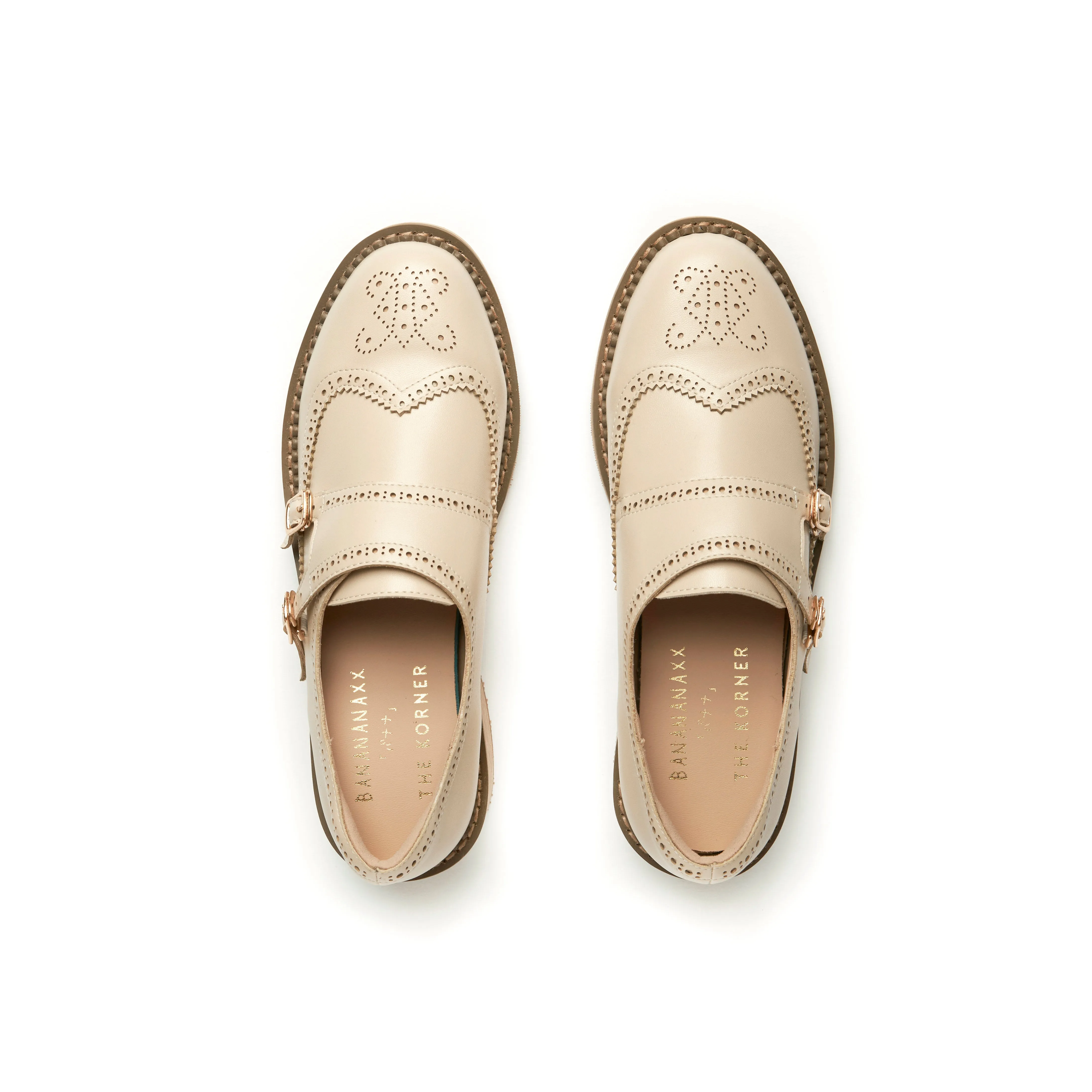 soft feel Beloved Wingtip Double Monk - Beige (BEI)