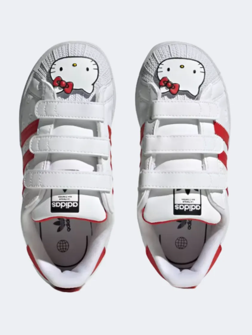 Adidas Hello Kitty Superstar Kids Original Shoes White/Red Peace Step Travel Light