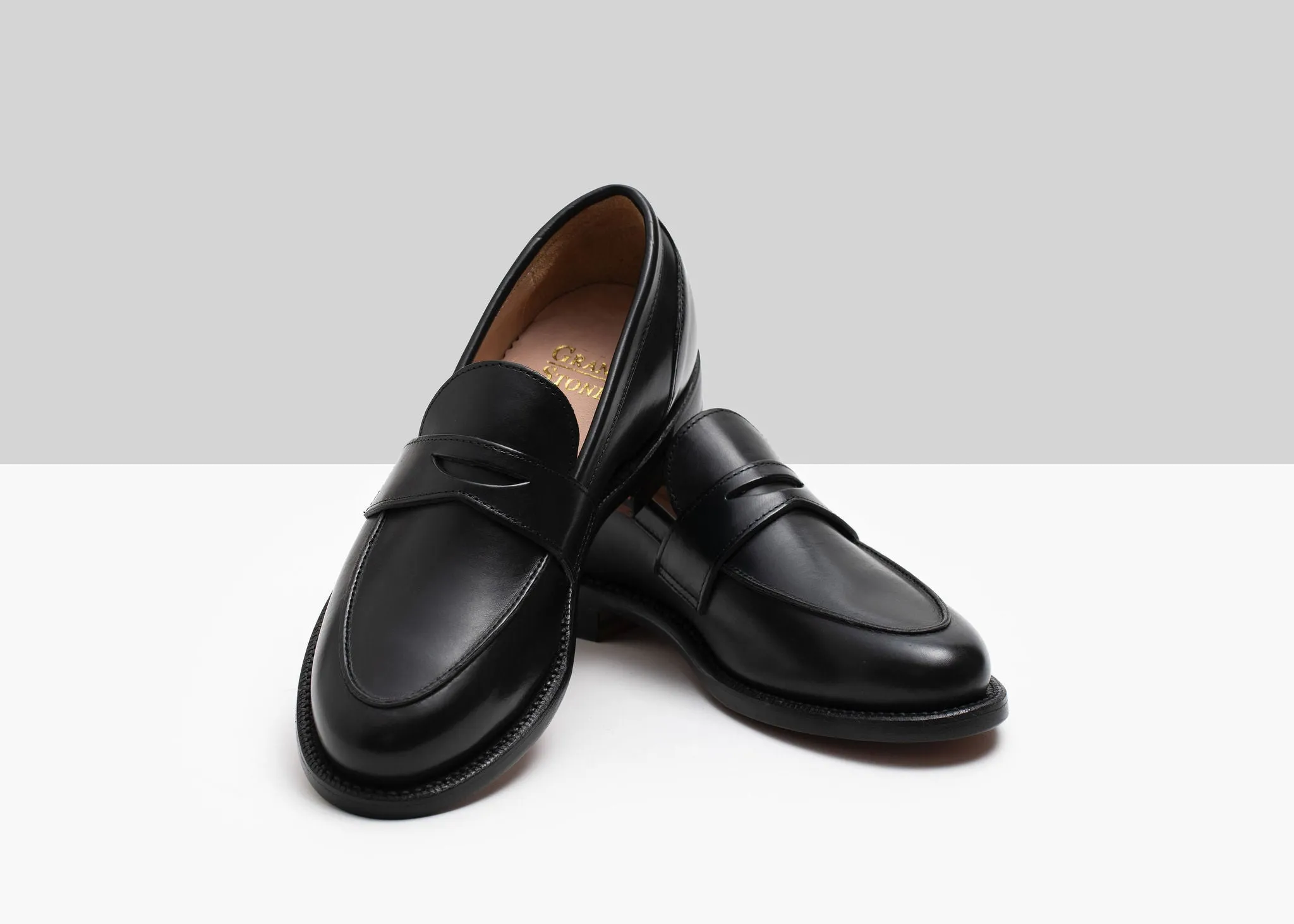 Hand-Burnished Soft Leather Comfort Clara Penny Loafer Black Calf