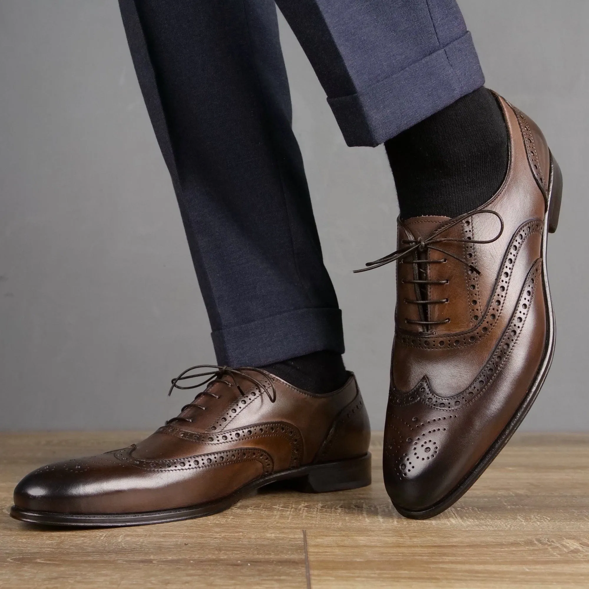 Chic Fit Style Stylish Support Cambridge Wingtip Oxford Brogue Brown