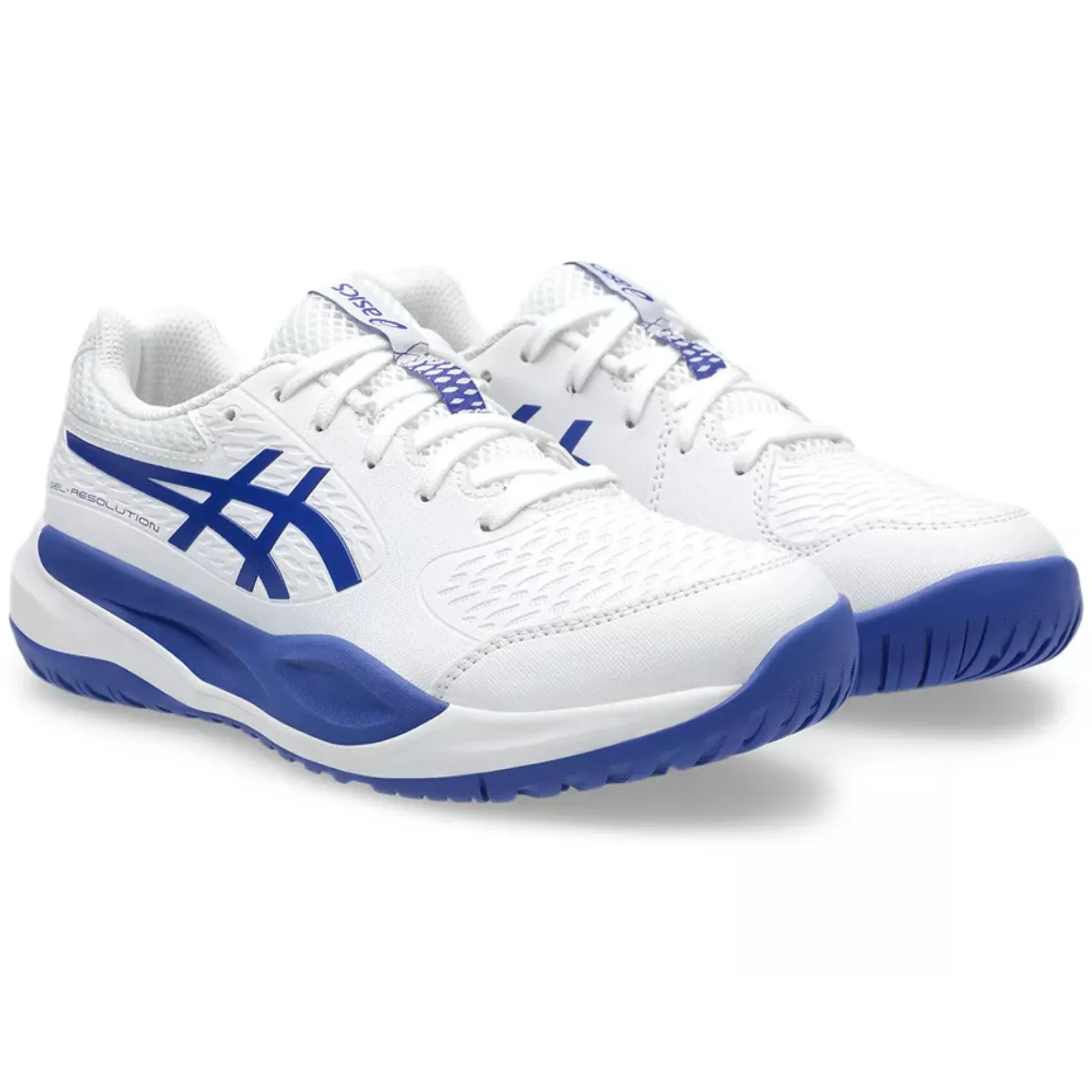 Memory Foam Asics Gel Resolution X Junior Tennis Shoes - White/Dark Cobalt
