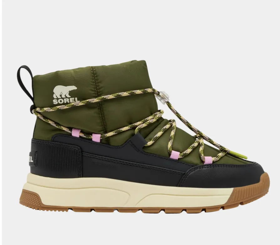 Winter Ready Adjustable SOREL Whitney III Slip On Waterproof Boots in Utility Green & Black