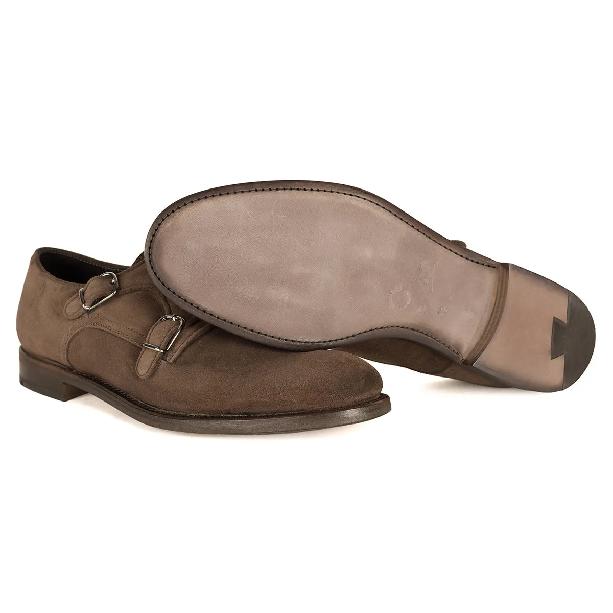 Modern Design Slim Profile JASON 94021<br>Monkstrap in brown suede