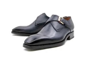"Edward Sr." Burnished Calfskin Monkstrap Shoe Grey French Mood American Prep