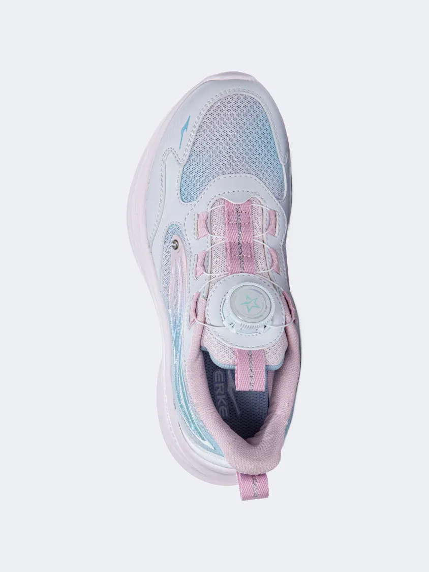 Erke Gs-Girls Running Shoes White/Pink Comfort Walk Spring Bloom