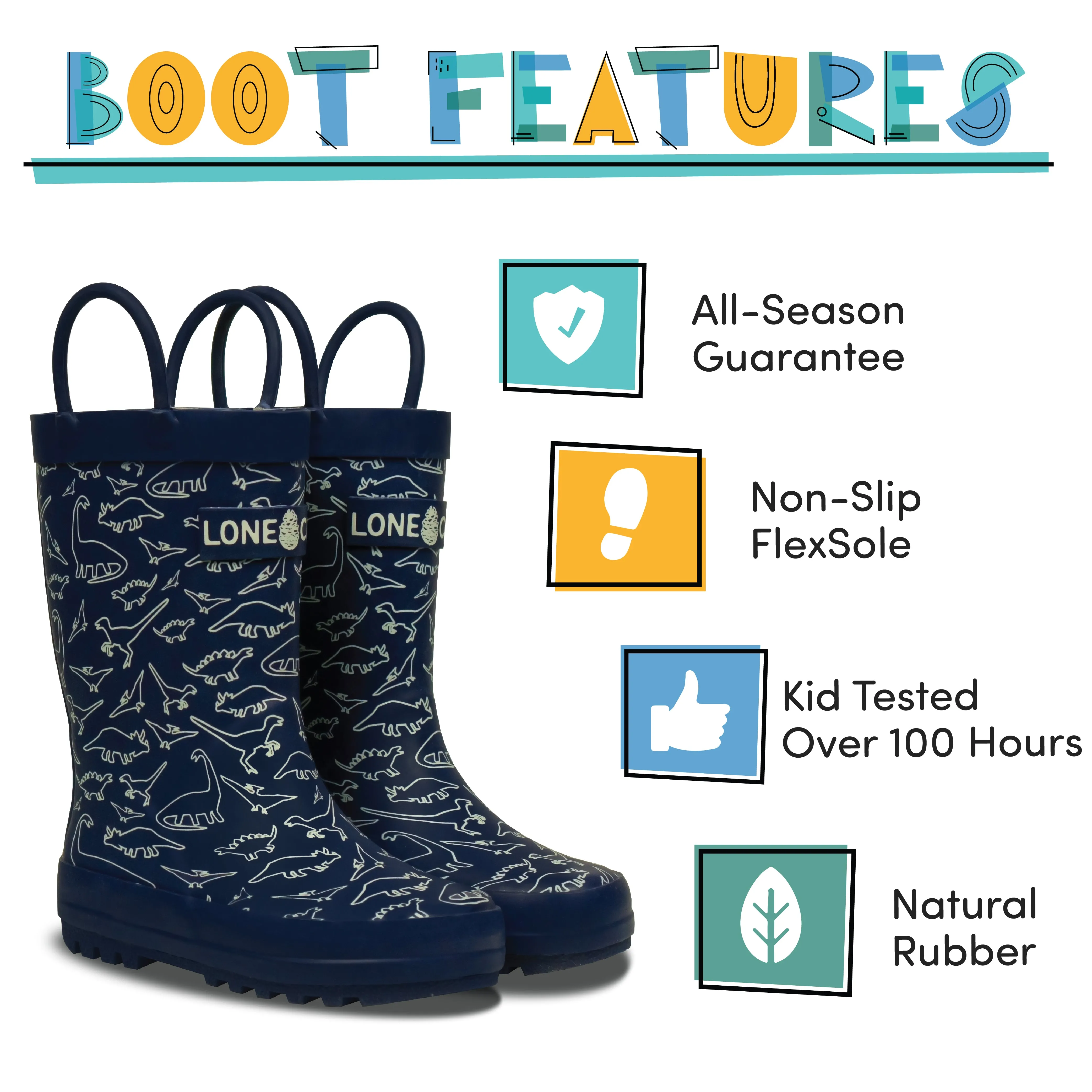 Modern Dino Silhouette Rain Boots All Weather Boot Easy Comfort Boots