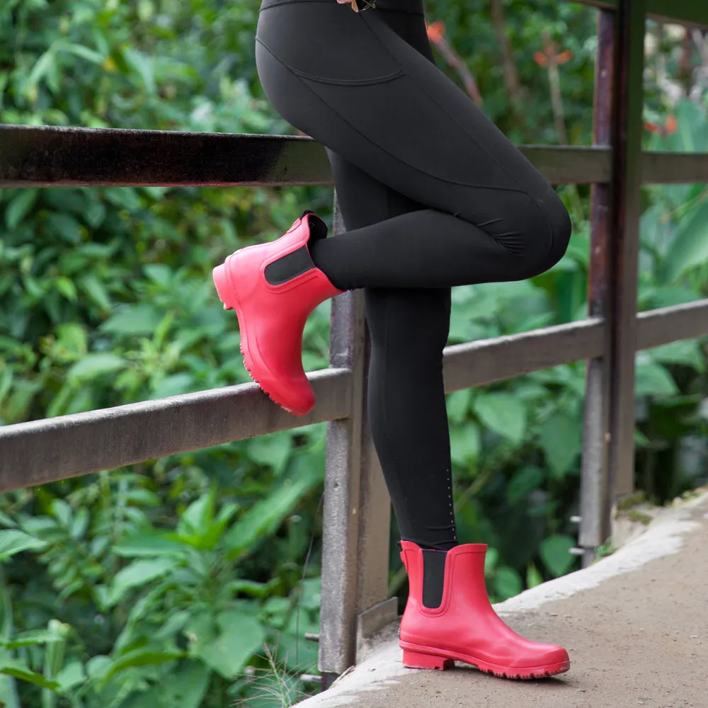 Chelsea Matte Red Women's Rain Boots Easy Walk Boots