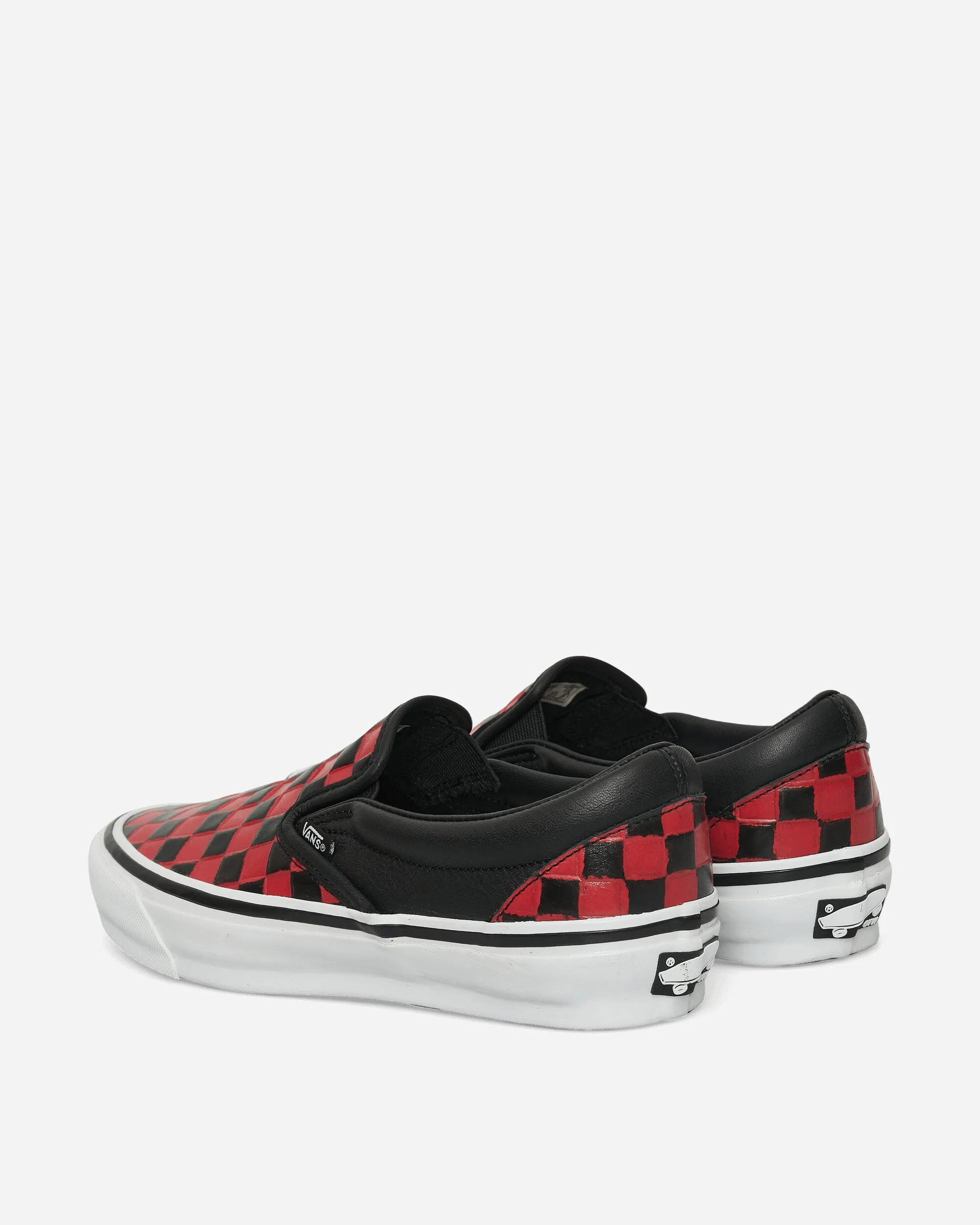 Classic Slip-On 98 Leather Check Vibram Sneakers Black / Racing Red Long Lasting Daily Casual