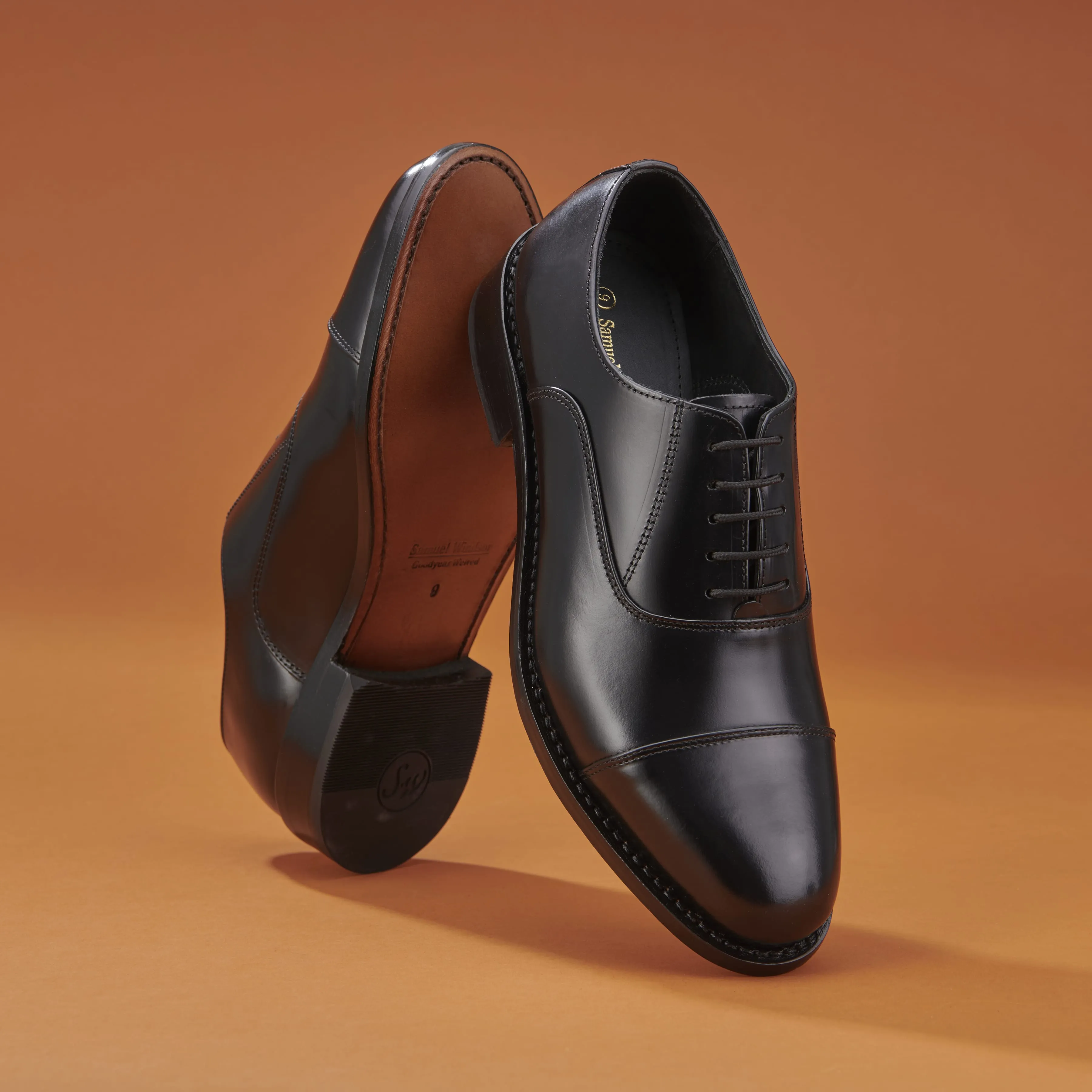 Oxford Shoe - Black Leather Comfort Fit Quick Slip On