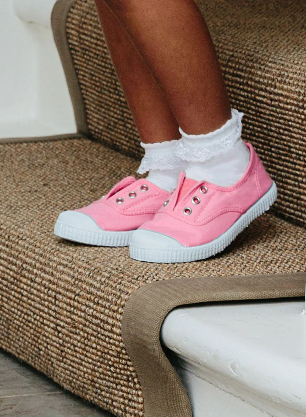 Hampton Canvas Plum Plimsolls in Bonbon Pink Anytime Fit