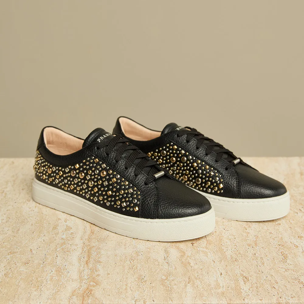 Mim V Black Rock Stud Gold Tone
