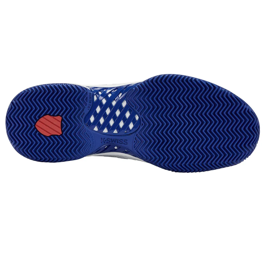 K Swiss Hypercourt Men Express 2 HB Tennis Shoes - White/Royal/Red Multi Surface Padded Tongue