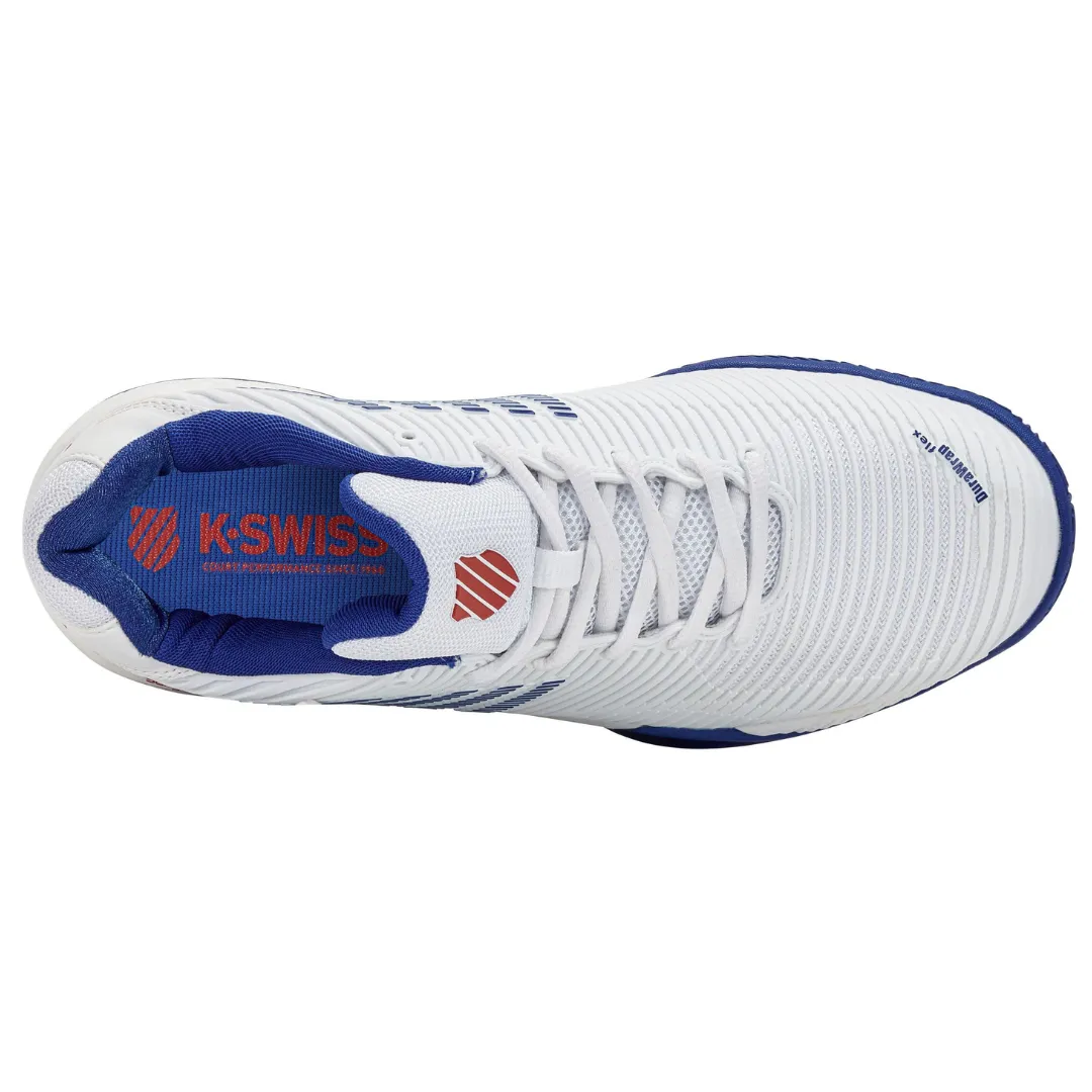 Stable Leisure Activity K Swiss Hypercourt Men Express 2 HB Tennis Shoes - White/Royal/Red