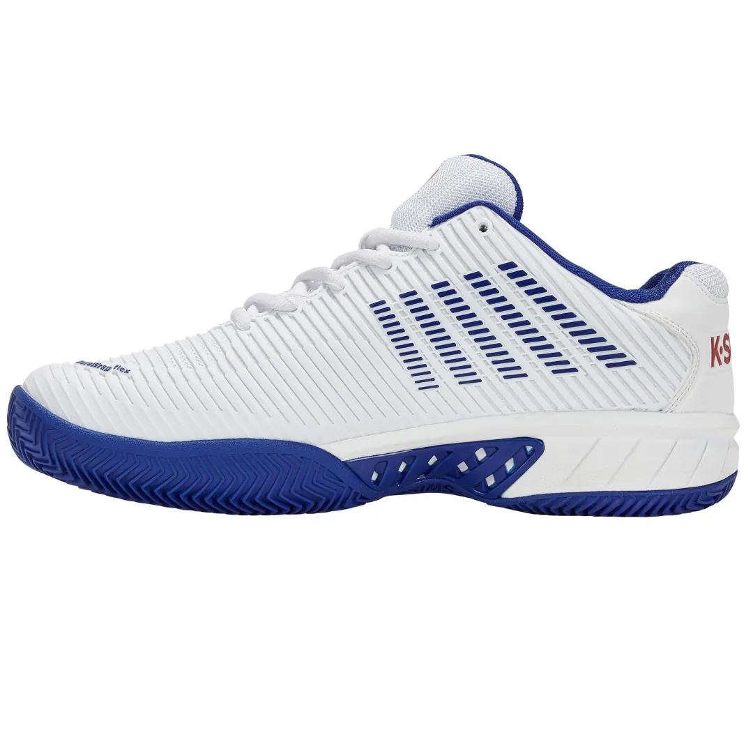 Unisex style K Swiss Hypercourt Men Express 2 HB Tennis Shoes - White/Royal/Red