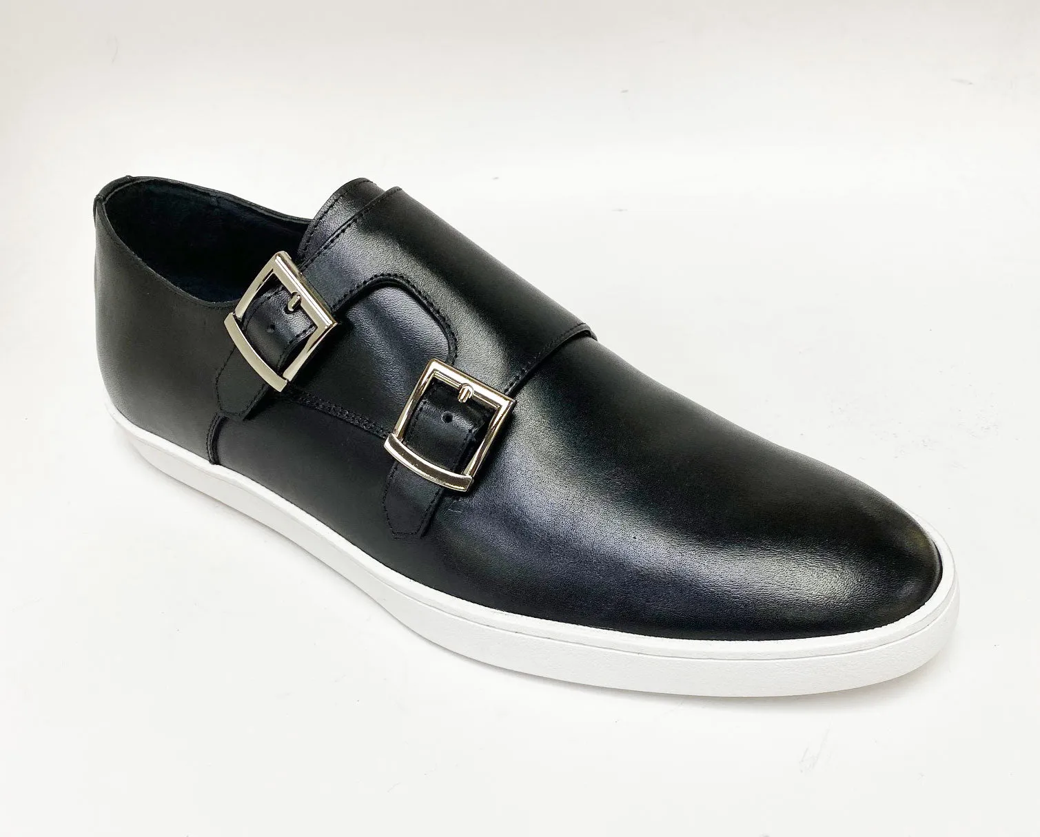 Calfskin Double Monkstrap Shoe Black Soft color Trendy Boots