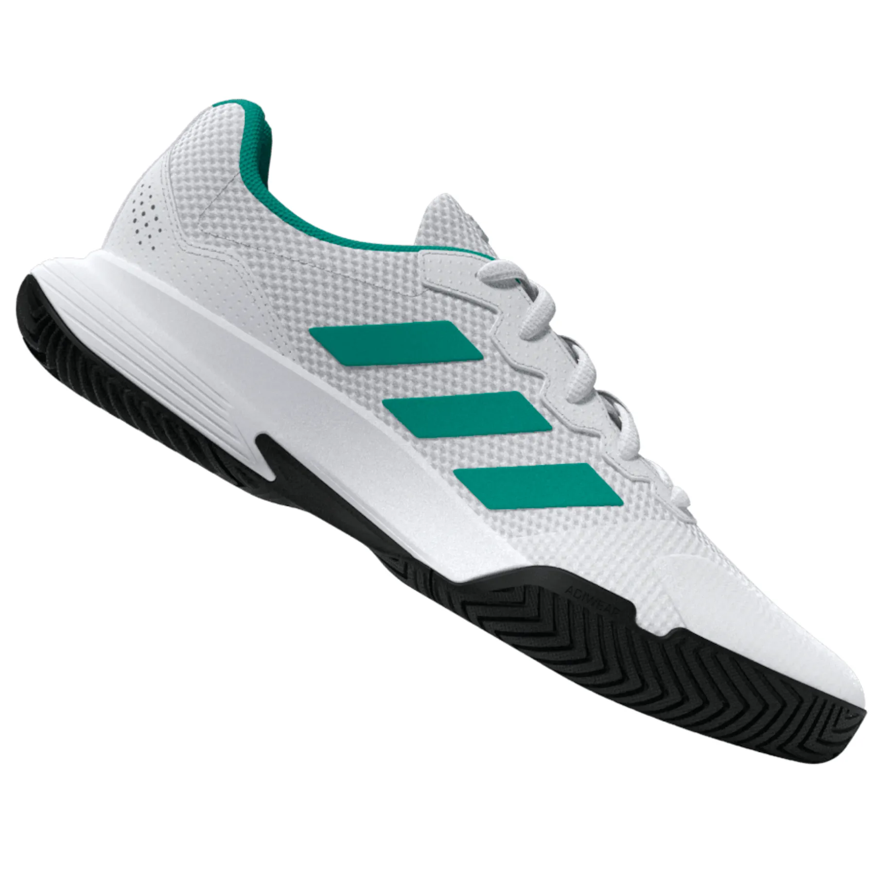Sweat Control Adidas Gamecourt 2.0 Mens Tennis Shoes - Footwear White/Pure Teal/Core Black