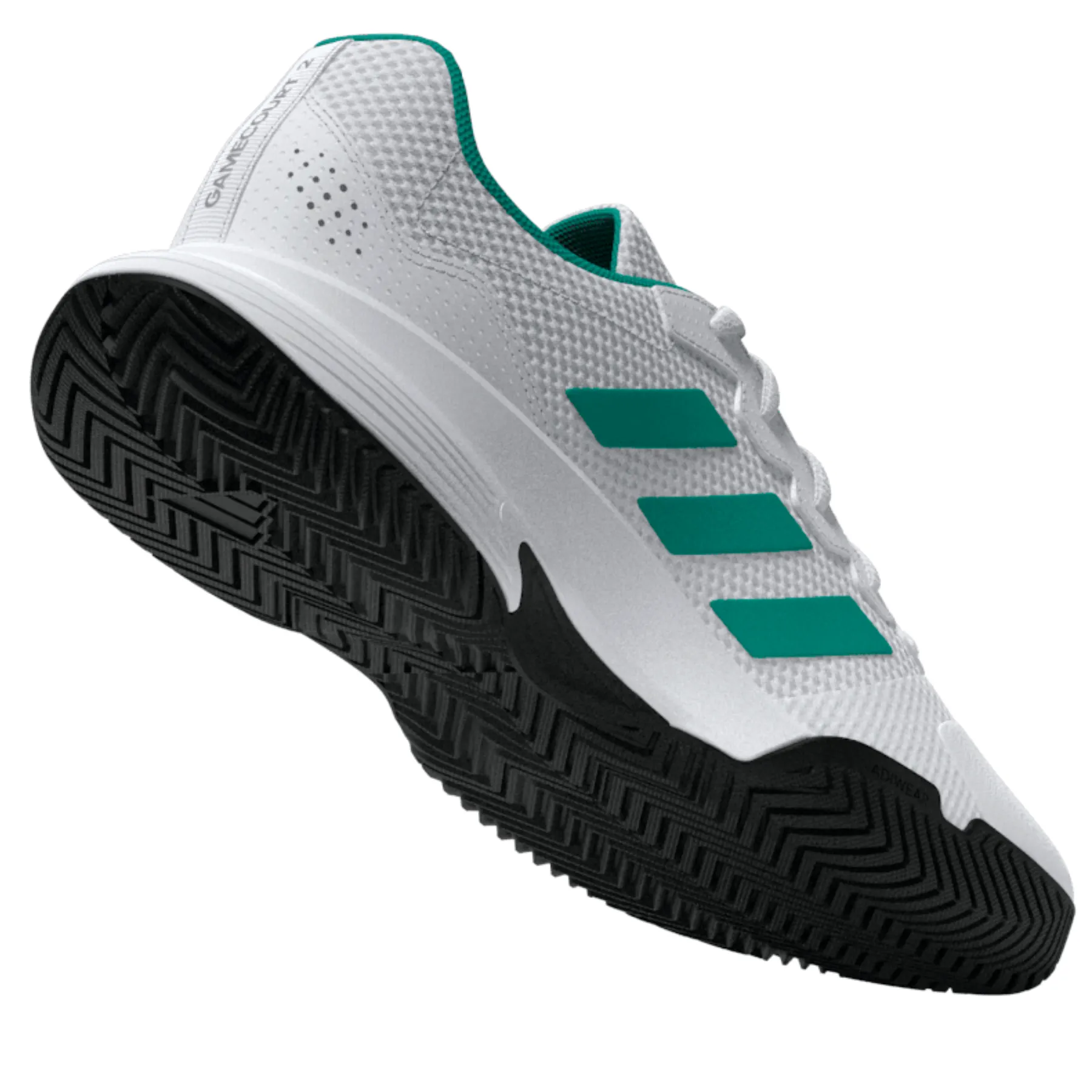 Casual Look Ankle Ease Adidas Gamecourt 2.0 Mens Tennis Shoes - Footwear White/Pure Teal/Core Black